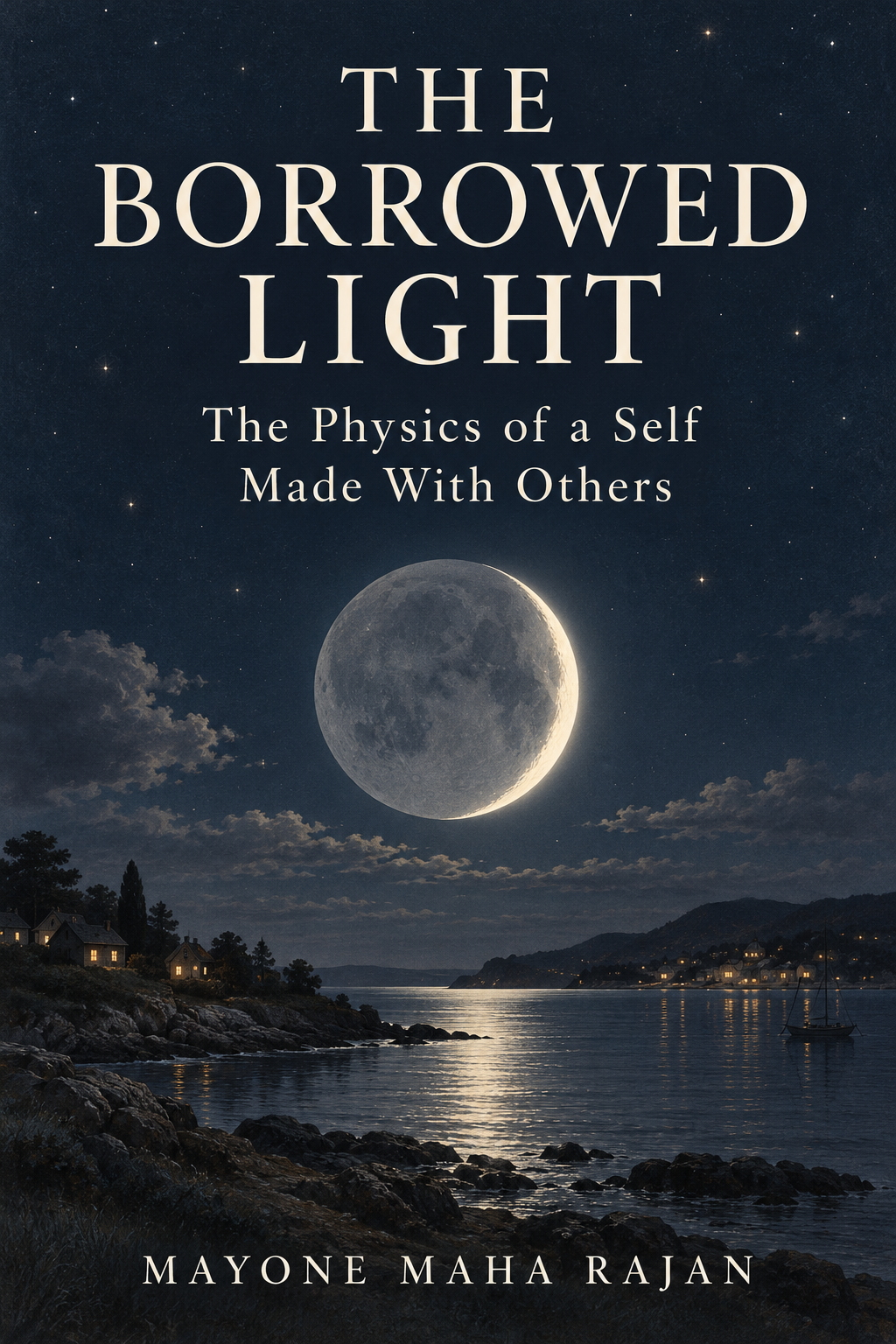 The Borrowed Light — The Physics of a Self Made With Others. Ebook cover by Mayone Maha Rajan.