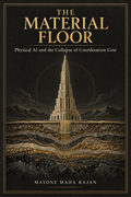 The Material Floor — Physical AI and the Collapse of Coordination Cost. Ebook cover by Mayone Maha Rajan.